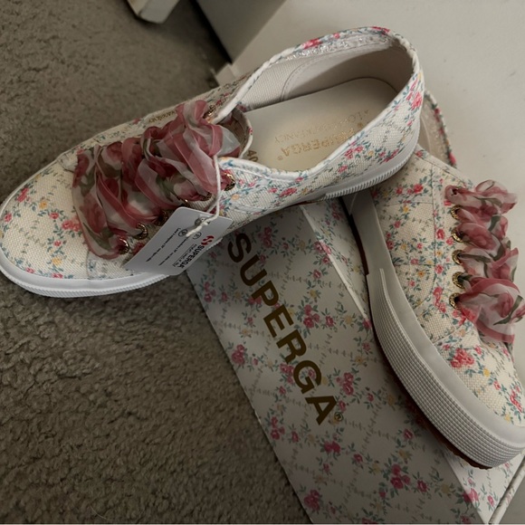 Superga X LoveShackFancy VIRAL Floral Print 💐 “Green Leaf” Sneakers NIB Rare 💎 - Picture 7 of 10